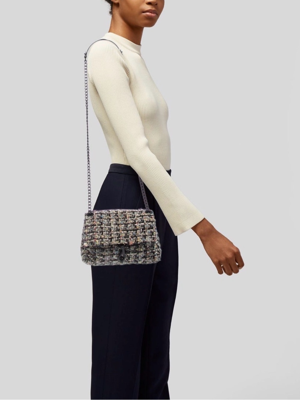 Rebecca Minkoff Black Multicolor Tweed Shoulder Bag